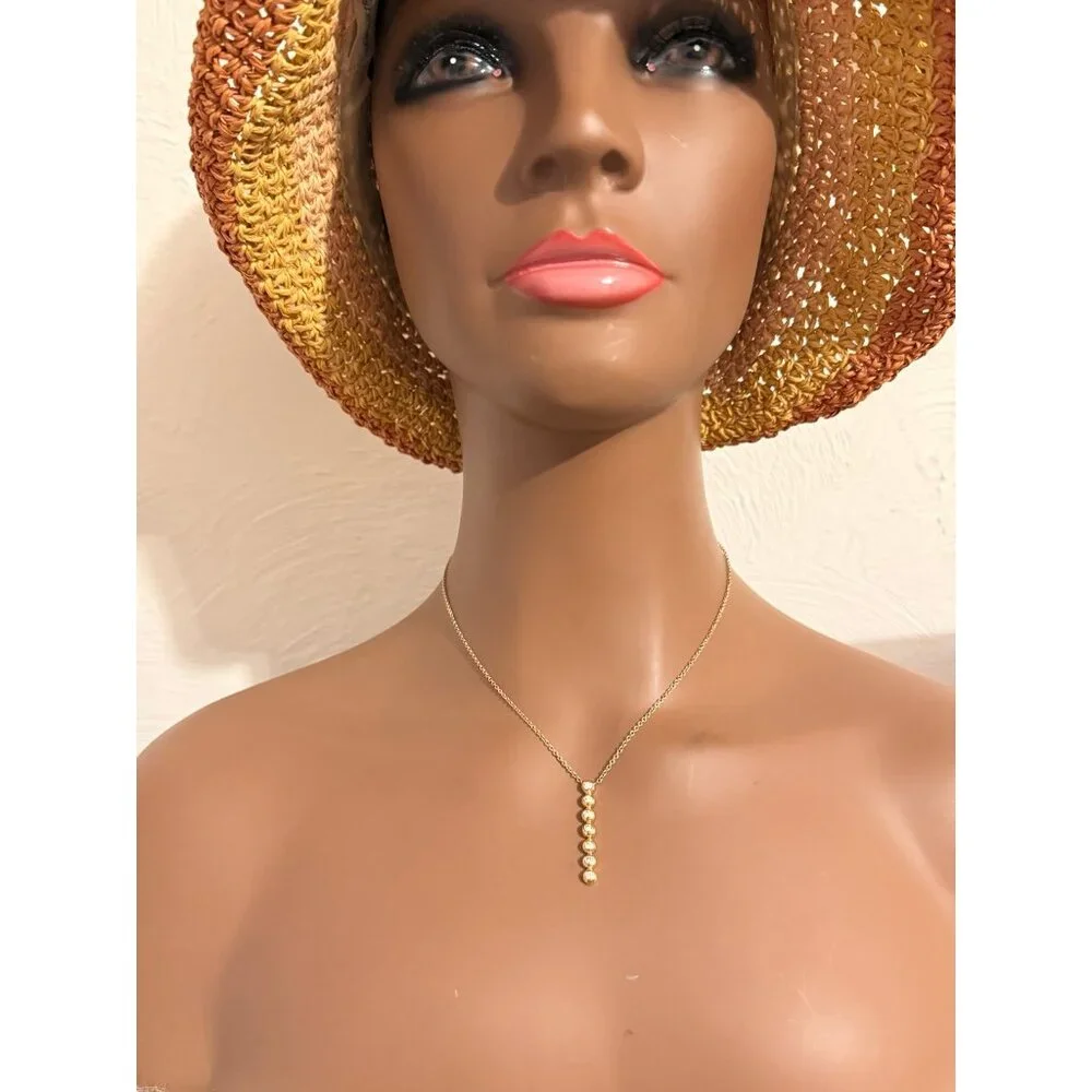 14K Gold 7-Diamonds Drop Pendant Necklace